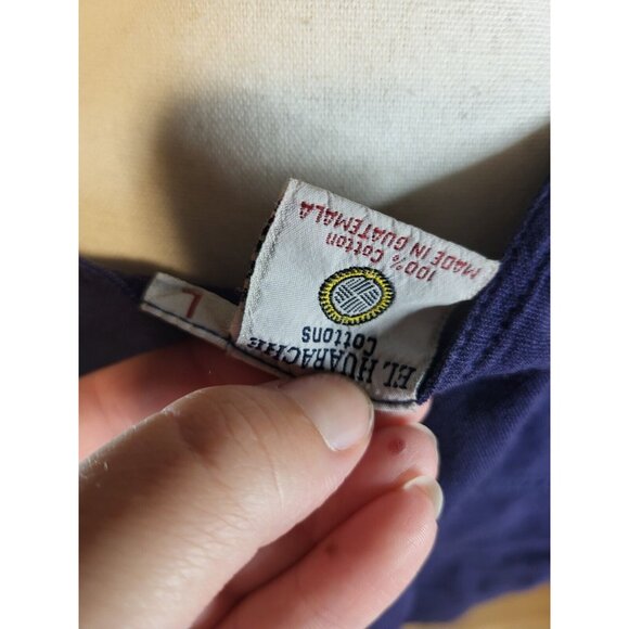 El Huarache Cottons Navy Blue Size L‎ Button Up Lagenlook - Picture 6 of 6